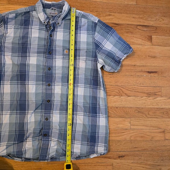 Carhartt Relaxed Fit Blue Plaid Short Sleeve Button Down Shirt Men’s XL - Picture 4 of 6